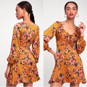 Free People Morning Light Gold Floral Mini Dress